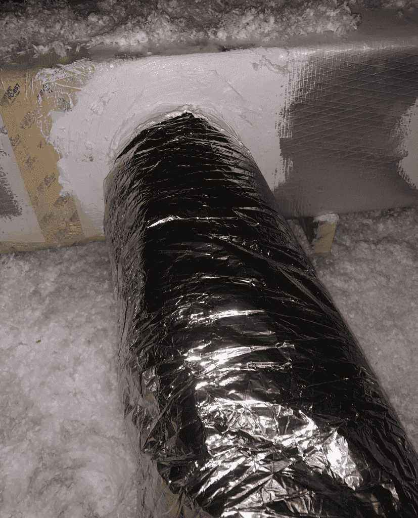 New insulated flex duct laid over blown-in attic insulation